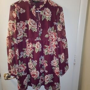 Floral Burgundy Women's Dress